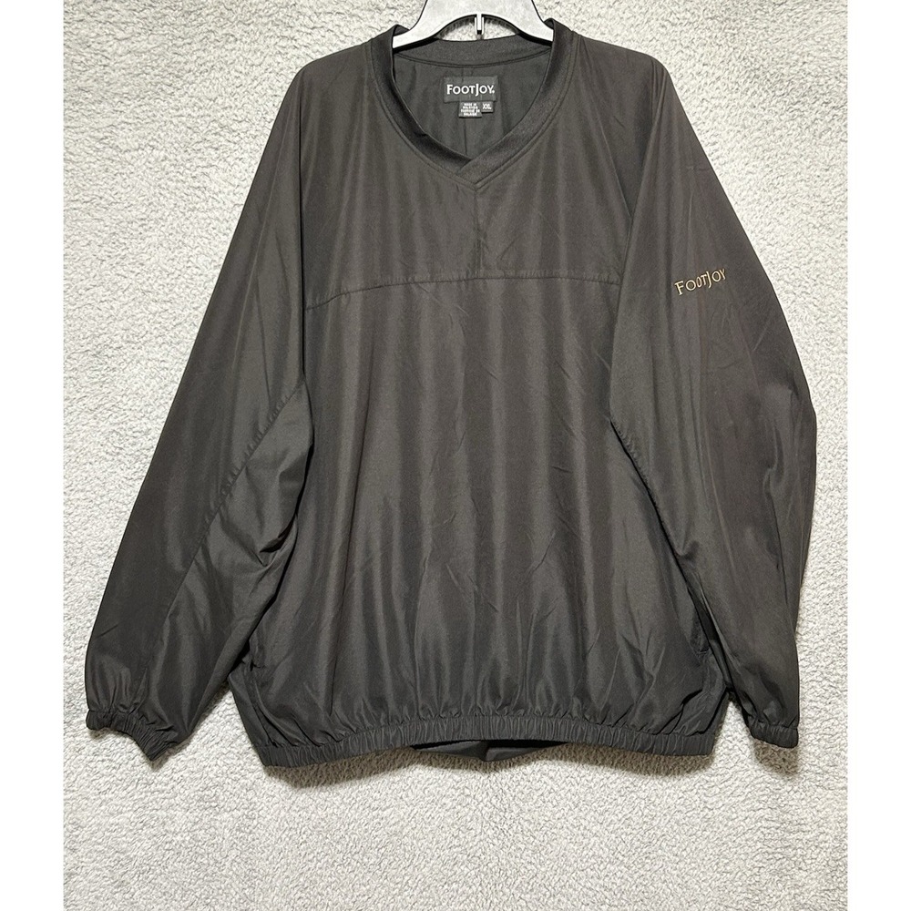 Footjoy Jacket Mens XXL Golf Pullover Black V Neck Elastic Waist Casual Active